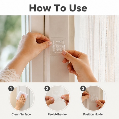 No-Drill Curtain Rod Holders(Set Of 4 Pcs)